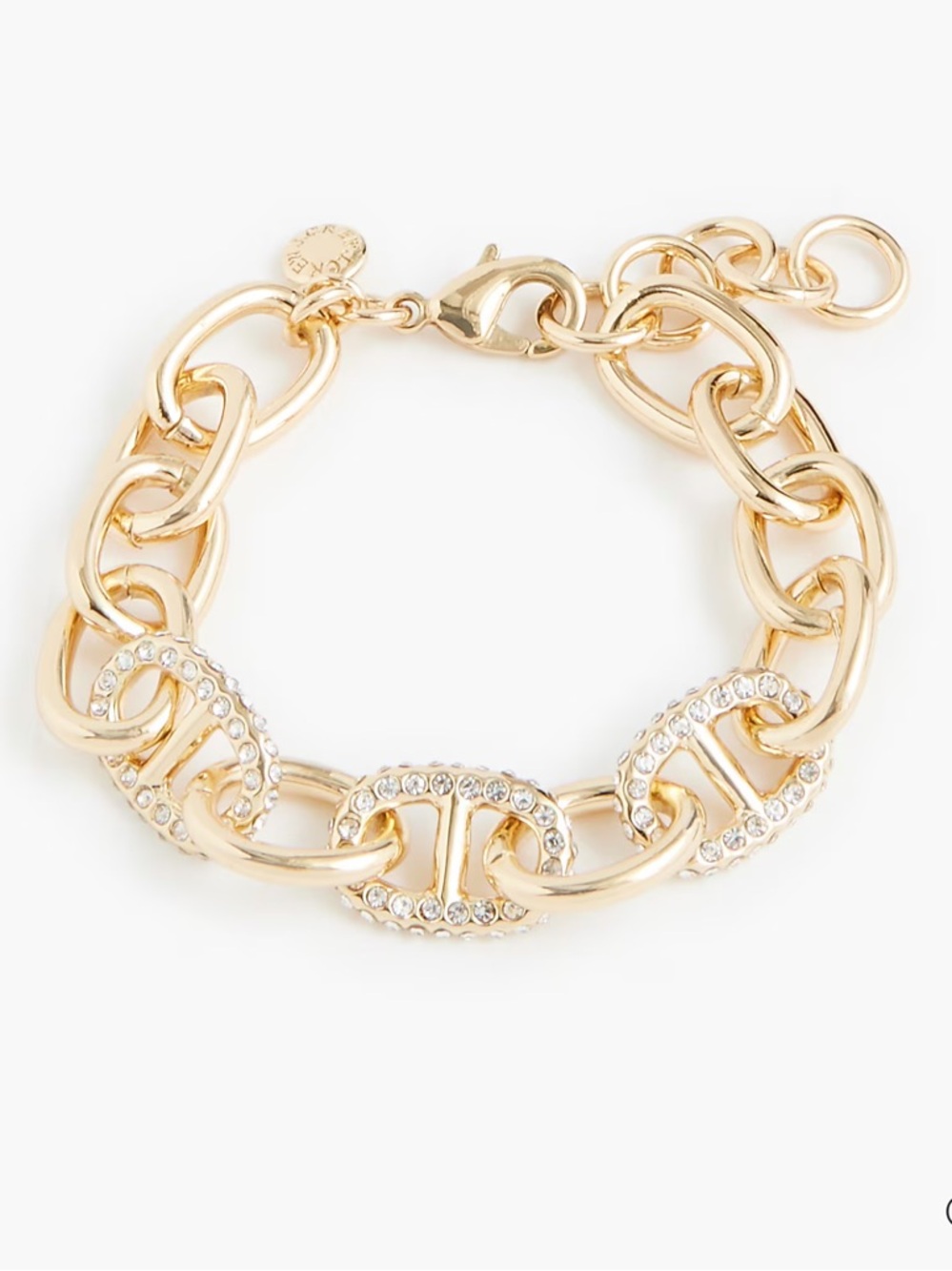 J. Crew Gold Crystal Chain Link Bracelet - NWT